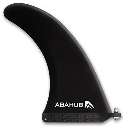 Abahub 10'' SUP Single Center Fin with 1 No Tool Fin Screw, Fiberglass Reinforeced 10 inch SUP Replacement Fins for Surfing, Surfboard, Stand-up Paddle Board, Longboard, Black