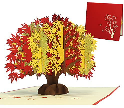 LINPOPUP®, LIN17588, POP - UP Karten Baum, Pop Up Karte Natur, POP UP Karten Geburtstag, Pop Up Geburtstagskarte, Grußkarte Baum, Trauerkarte, Geburtstagskarten, Gutschein Japan Ahorn, N344