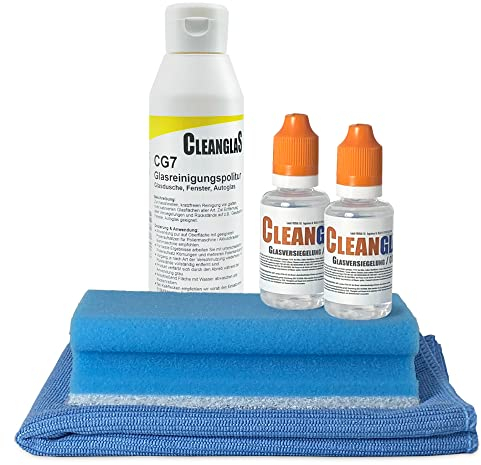 CleanglaS Nano-Versiegelung Dusche | Made in Germany | Glasversiegelung mit Lotuseffekt für Bad, Fenster & Wintergarten | 60 ml Versiegelung imprägniert bis zu 48 m² | Instant Effekt Technologie