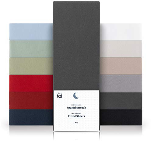 Blumtal® underlakan 180x200cm set om 2 tillverkat av mikrofiber - Oekotex-certifierat underlakan 180x200 - lakan 180x200/ underlakan 180x200cm - underlakan 180x200 - sänglakan - 180x200 - antracit