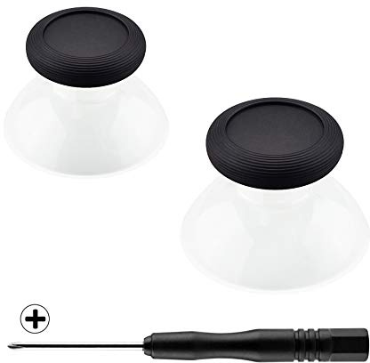 eXtremeRate Black & Transparent Dual-color Replacement 3D Joystick Thumbsticks, Analog Thumb Sticks with Cross Screwdriver for Nintendo Switch Pro Controller