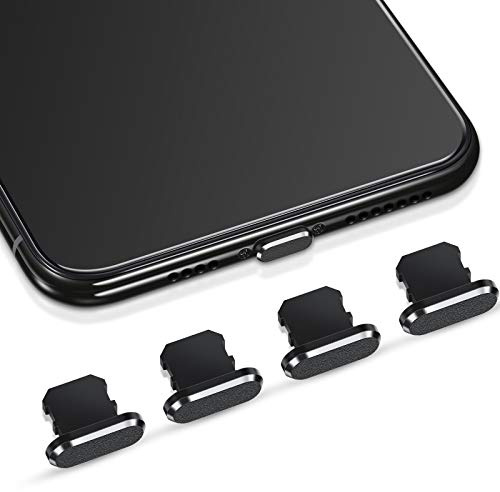 4 Stücke Staubstecker Kompatibel mit iPhone 11, iPhone 12 Schützt Lade Staub Abdeckung Kompatibel mit iPhone 11, 12, Pro, Max/ X/ XS/ XR, 7, 8 Plus, iPad Mini/ Air (Schwarz)
