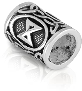 NKlaus 925 Sterling Silber Bartperle - Futhark DAGAZ Haarperle Silver Bartschmuck 2202