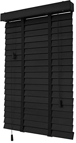 DLLY Massivholz-jalousien Für Fenster, Schwarze Venezianische Jalousie, Horizontale Jalousette Innen-/außenbereich, wasserdichte/thermische Rollos Aus Holz, Personalisierbar,WxH-50x60cm/20 * 24in