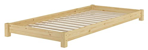Erst-Holz®Niederflurbett Futonbett Einzelbett Bodenbett 90x200 Kiefer massiv wählbares Zubehör V-60.51-09Rollrost inkl.