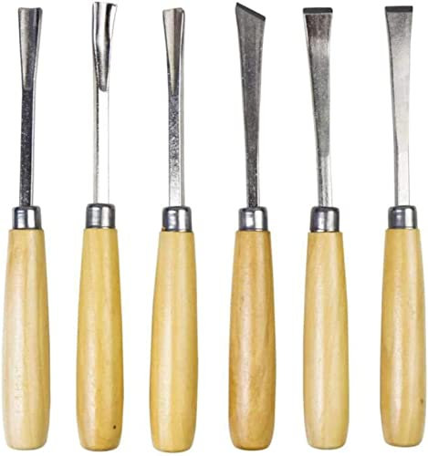 OITTo 6pcs Professionnel Sculpture sur Bois Ciseaux à Main Ensemble 45 ciseau à Bois en Acier Bricolage Outils de Sculpture Pointus idéal pour Les débutants