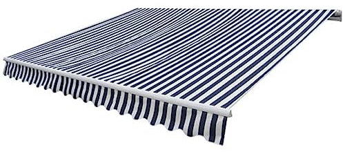HOMIUSE Toldo Plegable de Operación Manual 3 m Azul y Blanco Toldo Exterior Toldo Manual Retractil Toldos Manual para Jardin Toldo Ajustable Toldo Plegable Exterior Toldo Abatible Toldo Pared
