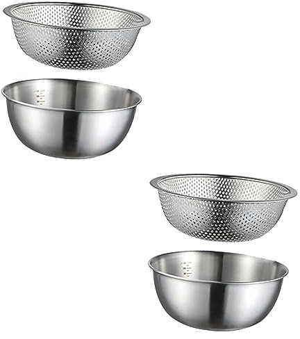 Housoutil 2sets Küche Waschbecken Abtropffläche Korb Edelstahl Ablauf Schalen Obst Ablassen Container Becken 2 Stücke * 2