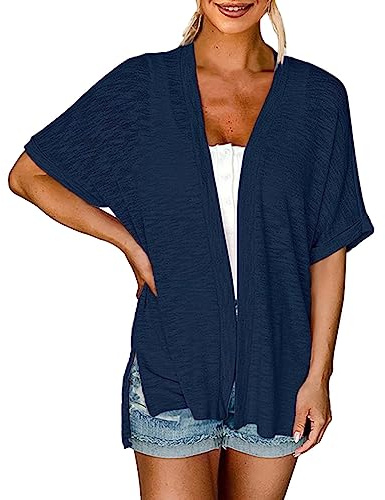 Fulidngzg Spolverino Donna Estivo Cerimonia Manica Corta Casual Coprispalle Taglie Forti Elegante Morbida Giacca Estiva Leggero Shrug Cardigan Curvy Cotone Ponchetto Traspirante