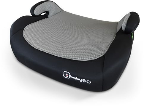 babyGO Sitzerhöhung Booster nach neuer I-Size Norm - Kindersitzerhöhung 125 und 150 cm - Kindersitz/Autositz für Kinder Melange-Schwarz