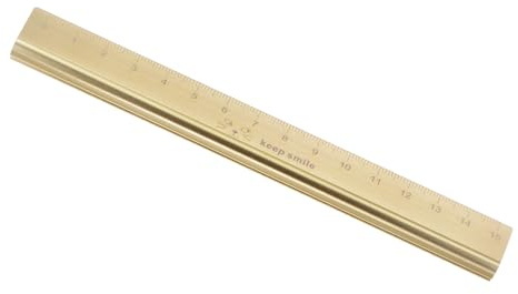 Kozelo Hohle Skala Lineal 15cm Dreieckiges Hohles Gerades Metalllineal | Golden, Aluminium, für Messung Zeichnung, Ingenieur Büro Klassenzimmer Verwendung, 1mm Mindestskala