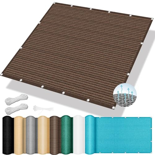 Tenda a Vela Ombreggiante Traspirante 150 x 200 cm, Hdpe,90% Protezione Solare, Anti-Età, Tenda da Sole Telo Panno Ombreggiante, Tendone Tende Telo Ombra, per Giardino, Pergola, Marrone