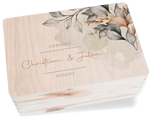 Erinnerungsbox - Für immer ja | Liebesgeschenk | Ich liebe Dich Geschenk Holzkiste | Geldgeschenk Verpackung Hochzeit Geldbox | Schatzkiste Hochzeit | Geschenkbox Liebe | Beziehung Geschenk