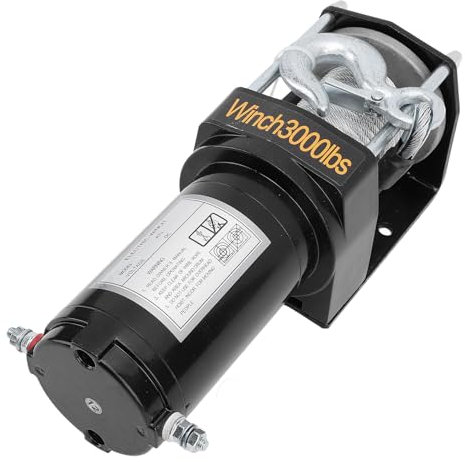 Cabrestante Eléctrico para Coche, 12 V, 3000 Libras, Kits de Cabrestante Eléctrico con Rodamiento de Carga, Torsión Fuerte, Remolques de 1 KW, Cabrestante de Carga para Vehículos