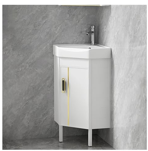 Vasque salle de bain,Meuble evier salle de bain,Lavabos de salle de bain sur pied Pour petits espaces,Évier utilitaire en céramique avec support et kit de vidange,pour buanderie, buanderie, garage(43x