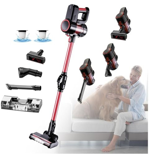 MeLtor Aspira E Lava Pavimenti Casa Asciutto e Umido,Luci LED,5 in 1 Scopa Elettrica Lava E Aspira per Pulizia Domestica/Capelli/Polvere/Lavapavimenti