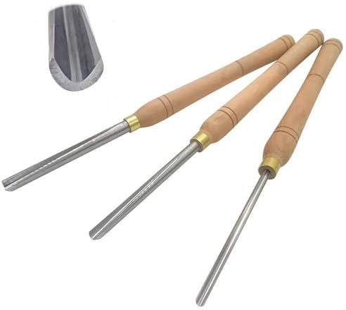 Gouge à bol for tour à bois, outils de tournage du bois avec manche en bois dur, Gouge à bol, Gouge à broche à ongles et Gouge d'ébauche de broche Outils de tournage sur bois,(3 Pieces)