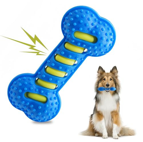 Techchii Kauspielzeug Hund Unzerstörbar, Hundespielzeug Unzerstörbar Quietschen Kauspielzeug, Spielzeug Hund Unzerstörbar, Hundespielzeug Robust Kauen Knochen aus Gummi, für Mittelgroße Große Hunde