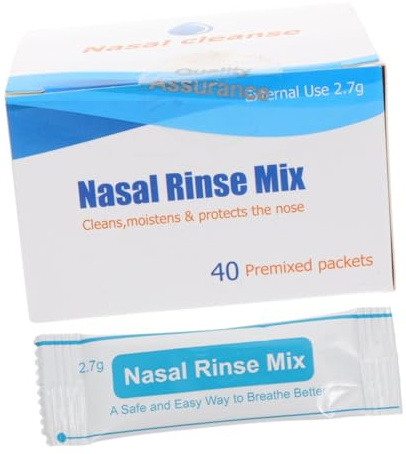 EXAOMBLE 40pezzi Lavaggio Nasale Miscela Per Pulizia Nasale Bustine Per Lavaggio Per Protezione Del Naso Per Igiene Quotidiana Si Dissolve Rapidamente Comodo e Semplice Da Usare