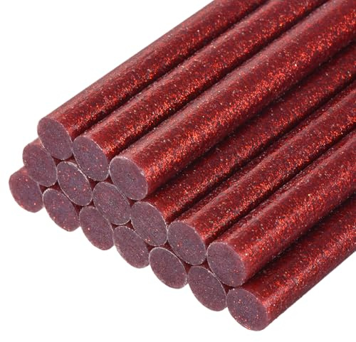 QUARKZMAN Barras de Pegamento Caliente, 11x100mm, 16Pcs Mini Palos de Pegamento Termofusible, Ideal para Bricolaje, Manualidades, Rojo Brillante
