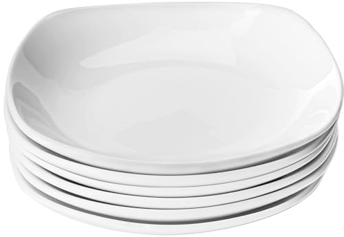 Leegg Sauce Dipping Dishes Set of 6 Small Ceramic Serving Plates for Snacks Biscuit Pudding Dishes Appertizer Sushi Dessert Fruits (White Square)