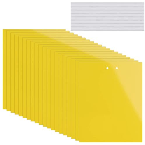 20pcs Gelbtafeln für Obstbäume,Premium Gelbsticker Fliegenfalle,Gegen Trauermücken,Blattläuse,Nematoden, weiße Fliegen und Minierfliegen