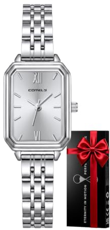 CIVO Reloj Mujer Acero Inoxidable: Reloj Pulsera Plata Analógico Pequeño Casual - Relojes Mujer Cuarzo Impermeable Rectangular - Regalos Moda para Señora