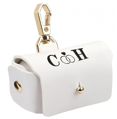 Individuell Gestaltete Ringkissenbox Für Hunde, Gravierter Namenshalter Aus Leder Für Den Ehering Am Halsband Ihres Haustieres, Geschenk Zum Heiratsantrag(White)