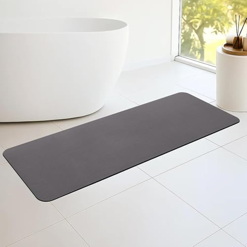 SUNNYNEST Bath Mat Rubber Non Slip Absorbent Bathroom Rugs Quick Dry Bath Rug for Kitchen, Bathtub Side Floor, Shower Room Dark Grey (43 x 120cm)