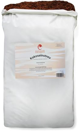 eivolution Kokoseinstreu 18 kg - Kokosstreu für Hühner & Kleintiere | 2×9 kg Säcke - staubarm, hypoallergen, 100 % Kokosfaser, biologisch abbaubar, kompostierbar
