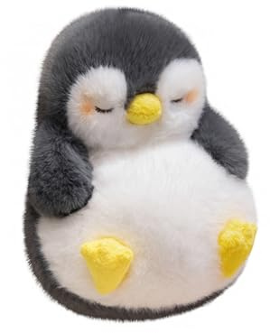 Xiyocadt Pinguin Kuscheltier, Pinguin Plüschtier, Schlummer Kuscheltier, Netter Seitenschläferkissen, Stofftiere Plüschkissen, Geschenk Für Kinder (20 cm,Grau)