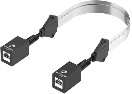 Dutevolns Flatt Ethernet-utsträckningskabel för fönster & dörr (0,45 m), Dräneringsfri kvinna till kvinna Ethernet-utsträcker för smala luckor (stödjer POE), Ultra tunn förbrydare för CAT7A, CAT6A