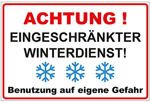 Schild Achtung - Eingeschränkter Winterdienst, Alu-Dibond, 300x200 mm | 3 mm stark, wetterfest