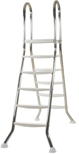 Steinbach Aufstellbeckenleiter Edelstahl, 5 + 5 Stufen, für Beckenhöhe 135 cm, Holm Ø 43 mm, 018020