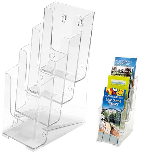 Deflect-o 77701 - Soporte de pared o mesa para folletos (4 niveles, 1/3 de A4), transparente
