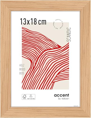 accent by nielsen Holz Bilderrahmen Scandic, 13 x 18 cm, Hellbraun | Holz Fotorahmen im Hoch- & Querformat zum Auftstellen Hellbraun matt Echtglas