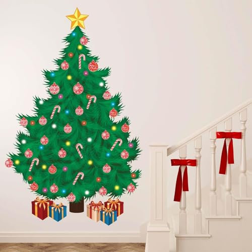 Christmas Decorations Wall Stickers Traditional Christmas Tree Wall Murals Decals Living Room Children Nursery School Restaurant Cafe Hotel Home Décor
