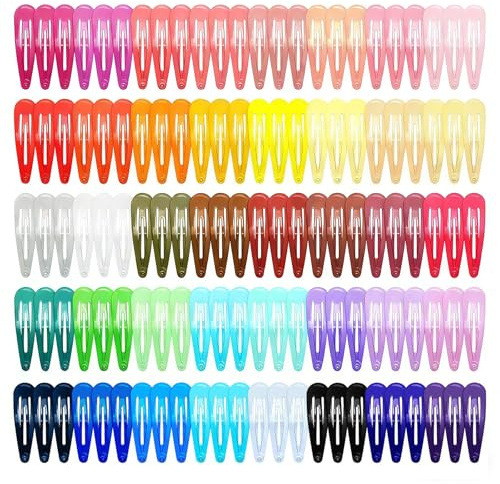 120 Pack Colorful Metal Snap Hair Clips, 2 Inch Barrettes in 40 Assorted Candy Colors, Non-Slip Hair Accessories for Kids Teens Women