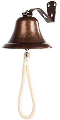 WMM Hanging Bell Dinner Bell Outdoor Bell Bracket Mount Wall Bell Indoor Rope Bell Ship/Boat/Nautical/Door/School/Reception/Home/Church Bell(Copper)