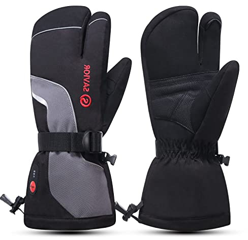SAVIOR HEAT Heated Mittens Battery Gloves Men Women,Flexible Crab Finger Rechargeable Ski Gloves with 7.4V 2200mAh Battery for Winter Snow Skating Skiing