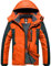 GEMYSE Herren Skijacke Winddicht Wasserdicht Warmes Fleecefutter Winterjacke mit Kapuze für Outdoor(Orange Grau 08,M)