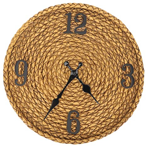 BESPORTBLE Vintage Outdoor Wall Clock Imitation Rattan Resin Decorative Garden Home Wall Clock