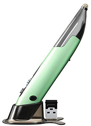 HUIOP Souris à Stylo Optique sans Fil 2.4G + BT3.0 + 5.0 à Trois Modes 800/1200 / 1600DPI Souris à Stylo de Poche Rechargeable pour PC Ordinateur Portable Vert,Trois Modes