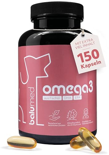 balumed® Omega 3 Kapseln für Hunde – 150 Kapseln à 1.000 mg – hochdosiert – 30 % DHA & EPA