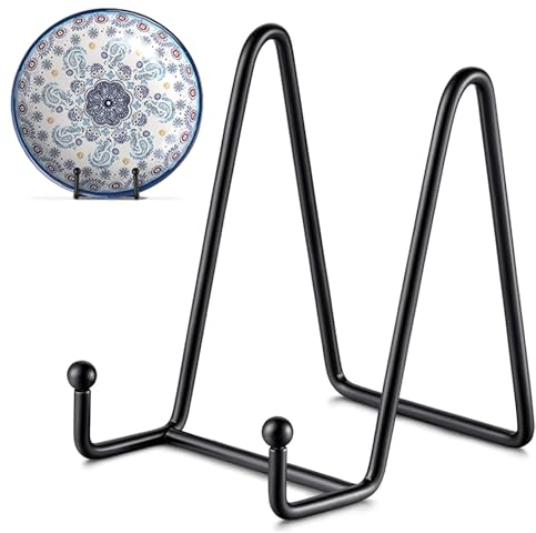 QMAHA 2 Stück Tellerständer, 6 Zoll Metall Staffelei Aufsteller, Klein Bilderständer Tellerhalter Ständer für Präsentation, Dekoteller Halterung Display Ständer für Teller Foto Bücher Bilderrahmen