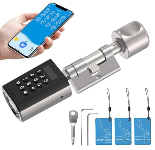 WELOCK Wi-Fi Smart Lock PCB51,5-in-1 Keyless Security Lock for Front Door,Digital Keypad,RFID Card, Bluetooth Control,IP65 Waterproof, Adjustable Euro Cylinder for Bedroom,Hotel,Airbnb (30-70mm Door)