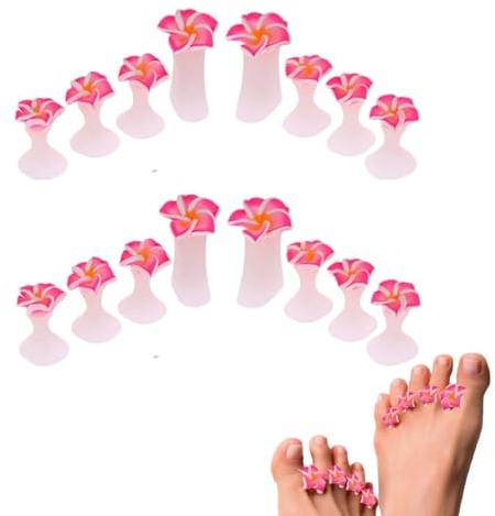 Flower Toe Separator 2024 Silicone Daisy Flower Toe Spacers Toe Stretchers | Reusable Toe Separators For Nail Varnish | Toe Dividers For Nail Polish Pedicure Tools (Pink 16pcs)