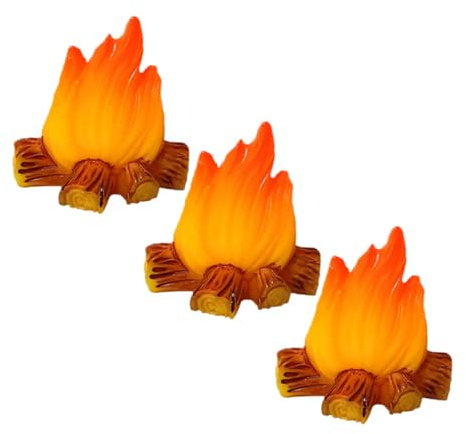 UPKOCH 3 Stück Miniatur Lagerfeuer Deko Für Puppenhaus Mikro Landschafts-Szenen Mit Detailgetreuen Flammen Für Garten Und Party Dekoration