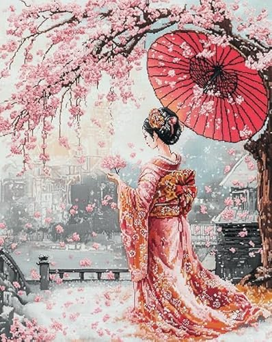 Knüpfhaken-Teppich-Set, Japanisches Kimono-Mädchen 23X35In/60X90Cm Diy Knüpfhaken Teppich Making Für Erwachsene Kinder Kreuzstich Teppichherstellung Kissen Handarbeit Für Anfänger Heimdekora