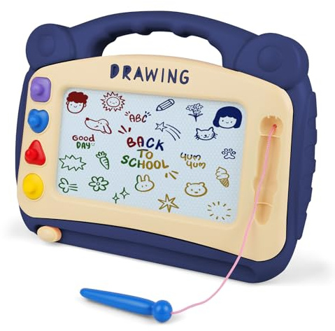 OFFCUP Magnetic Drawing Board, Toddler Boy Girl Toys for 1-5 Year Old, Portable Doodle Pad with Pen, Learning Educational Toys for 1 2 3 Baby Kids Birthday Gift (Large- Blue)